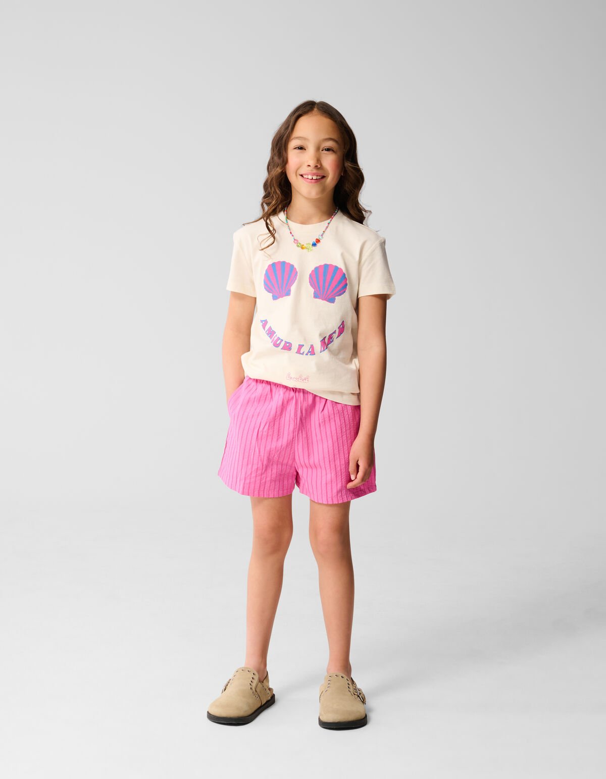 La Mer Artwork T-shirt Gebroken Wit SHOEBY GIRLS