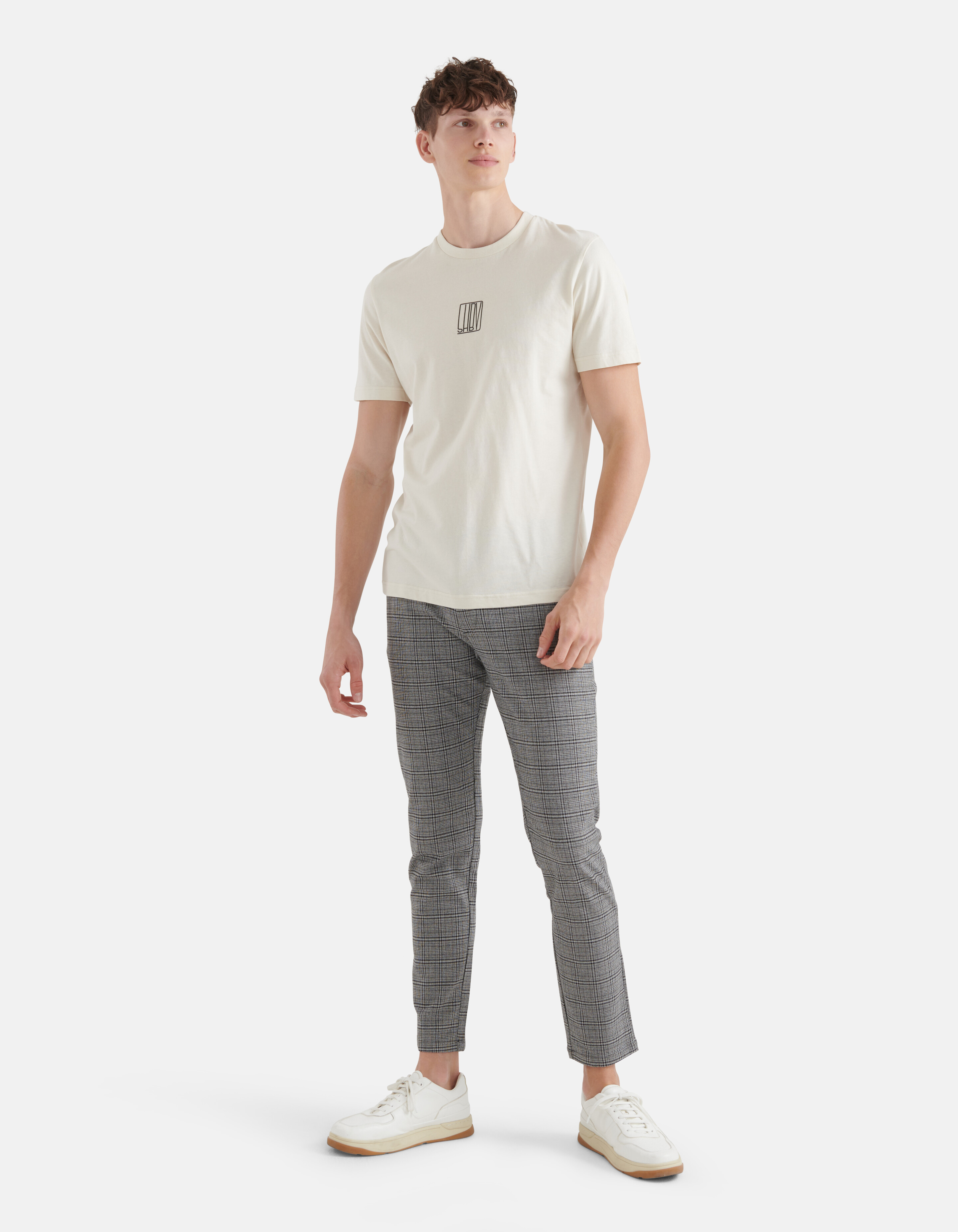 Tekst T-shirt Gebroken Wit SHOEBY MEN