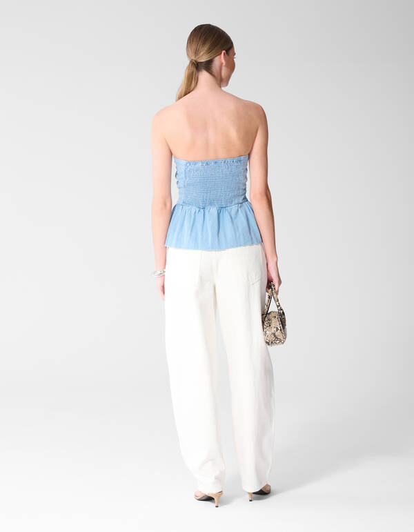 Strapless Denim Top Blauw SHOEBY WOMEN
