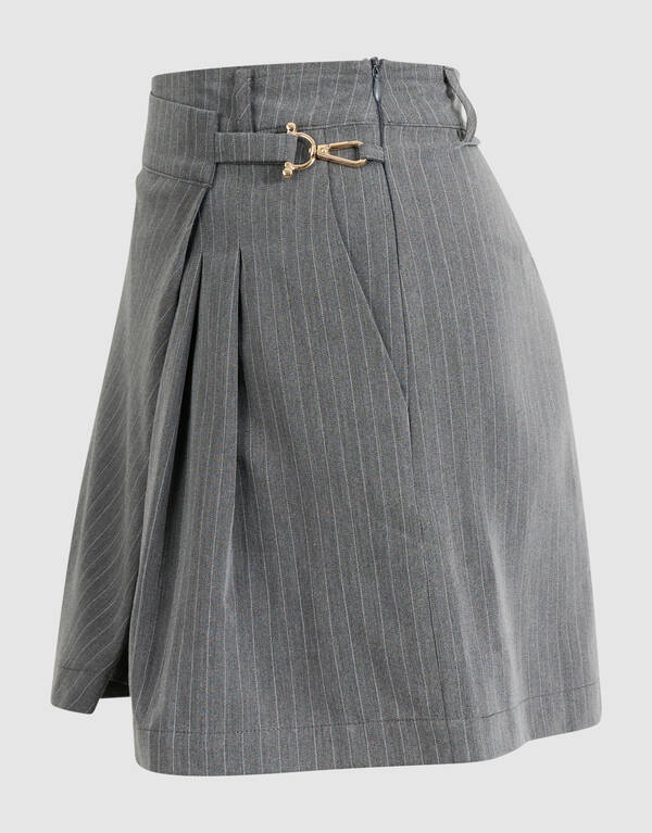 Pinstripe Pleated Skort Donkergrijs SHOEBY WOMEN
