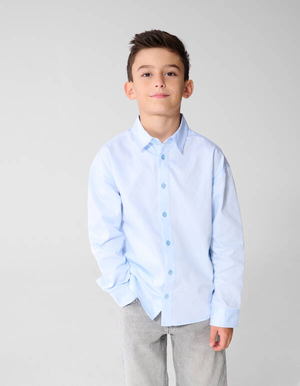 Oversized Basis Overhemd Lichtblauw SHOEBY BOYS