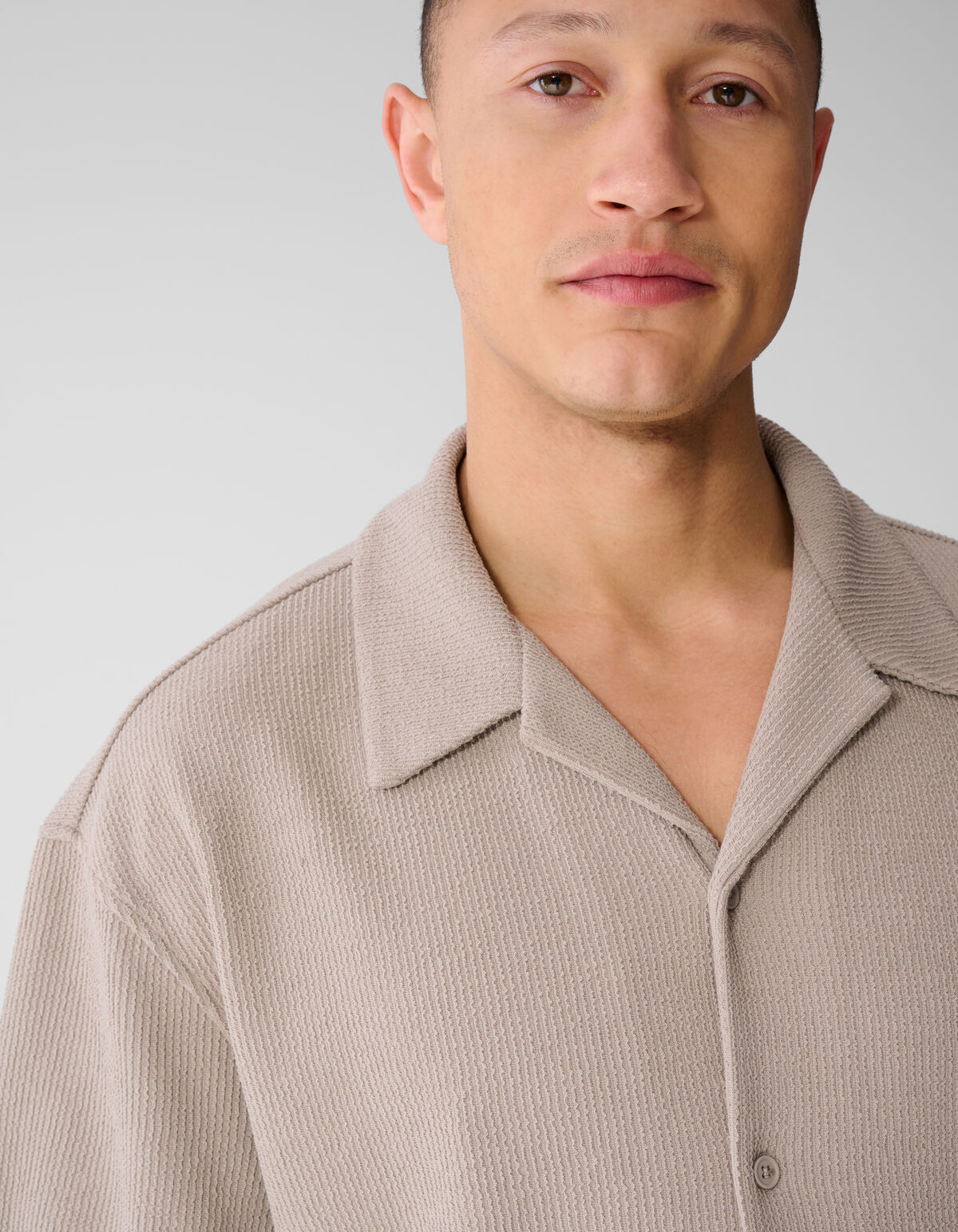 Rib Overhemd Lichtbruin SHOEBY MEN