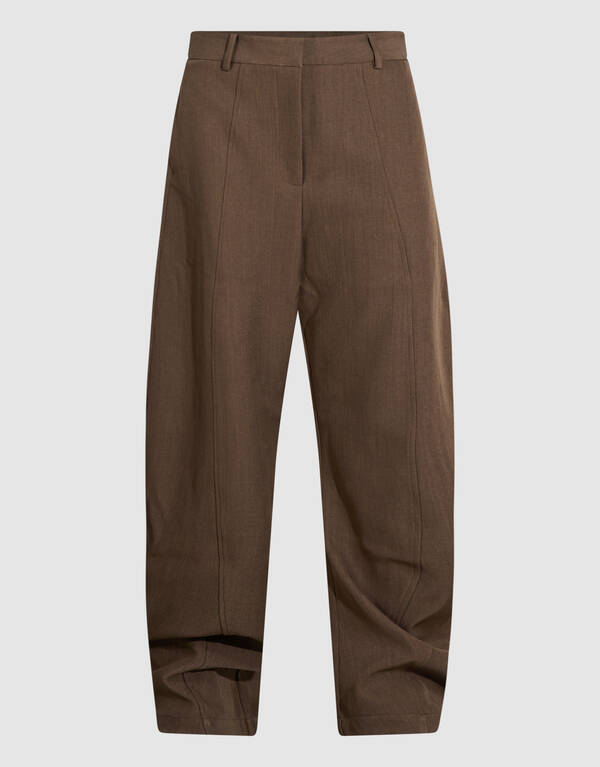 Curved Wide leg Fit Broek Bruin SHOEBY WOMEN