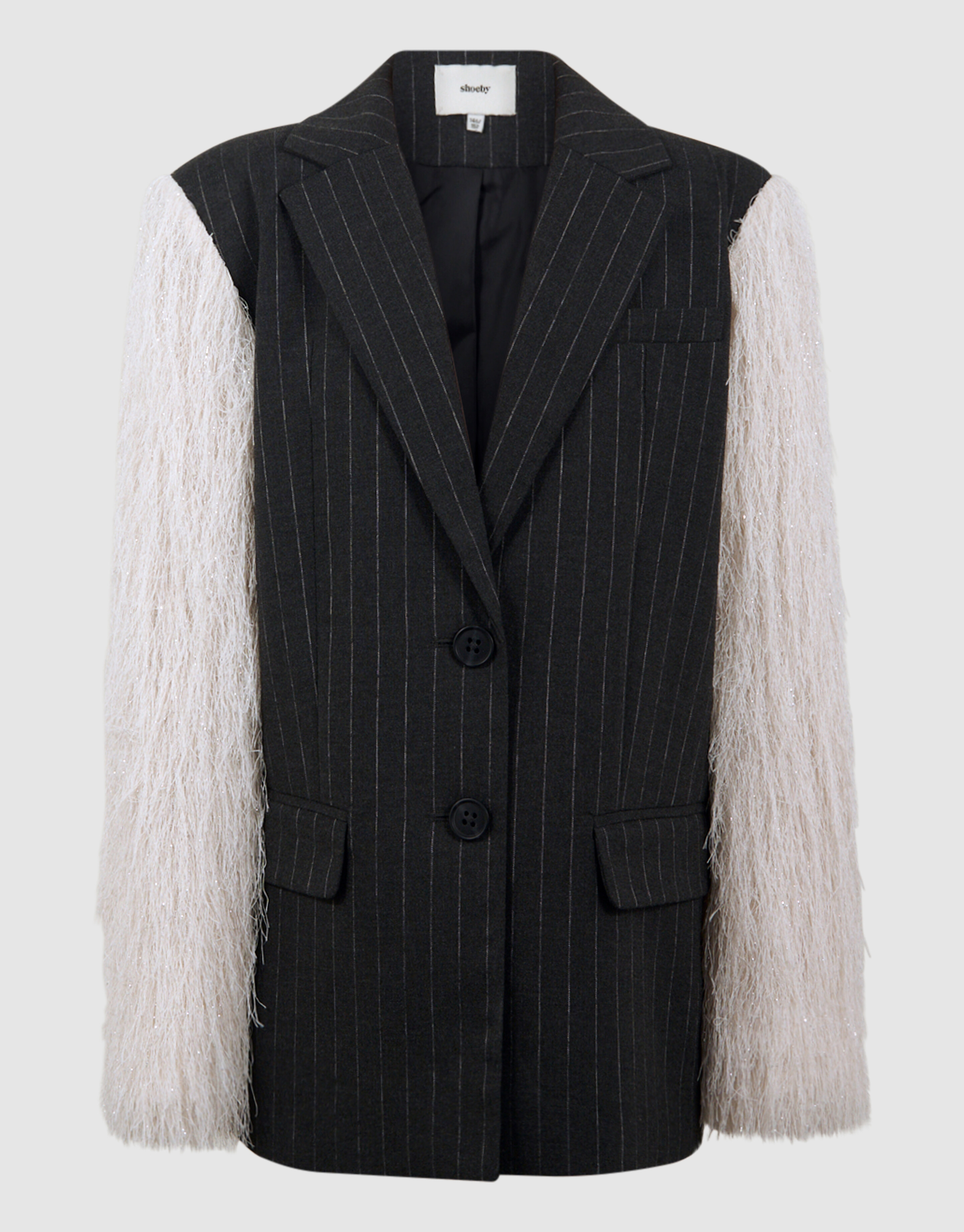 Fluffy Glitter Blazer Gebroken Wit SHOEBY GIRLS