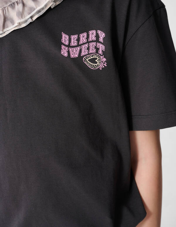 Strawberry Artwork T-shirt Dokergrijs SHOEBY GIRLS