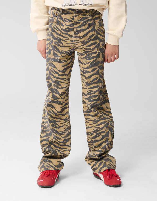 Tijger Wide Leg Jeans Bruin SHOEBY GIRLS