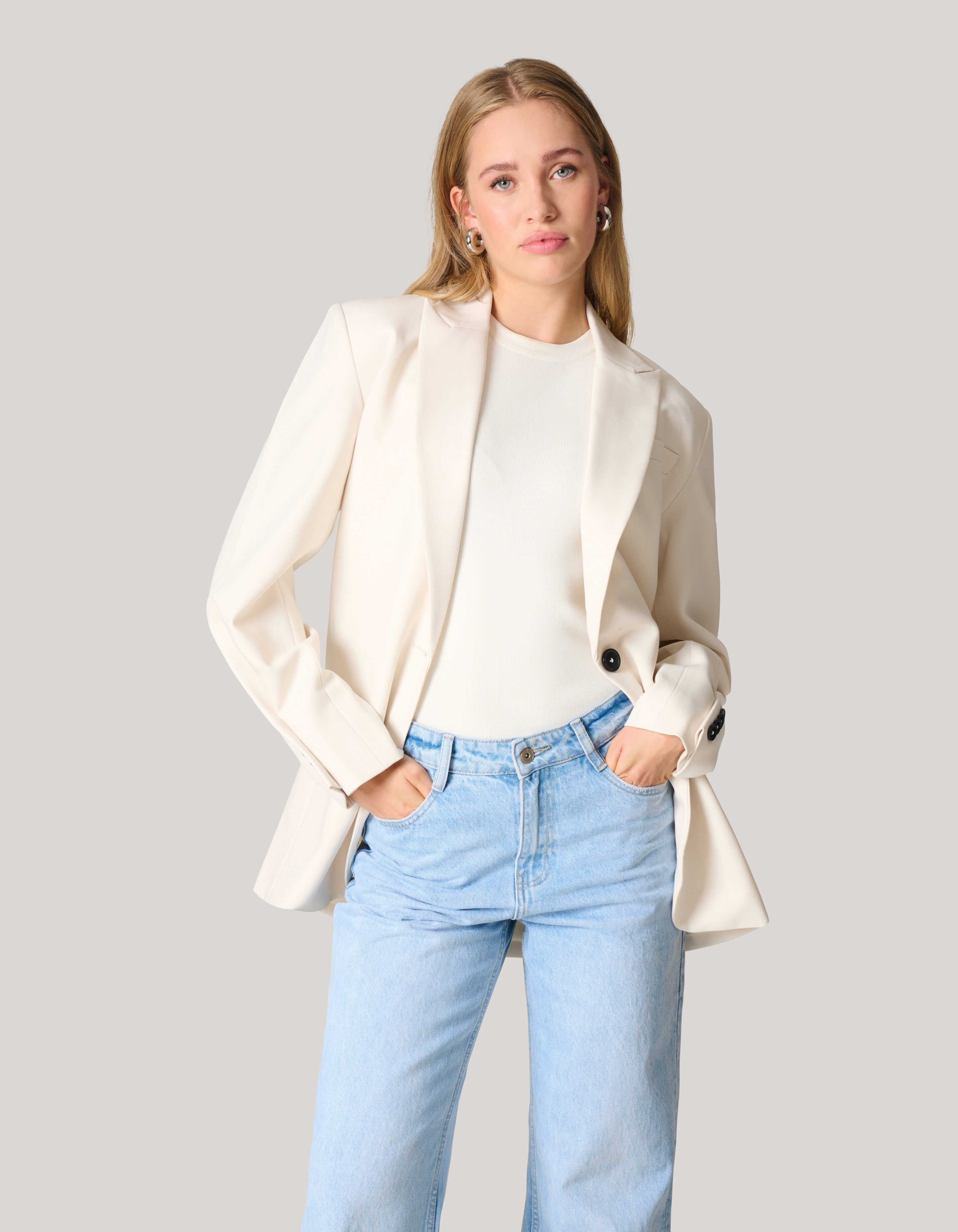 Oversized Deconstructed Blazer Gebroken Wit SHOEBY WOMEN