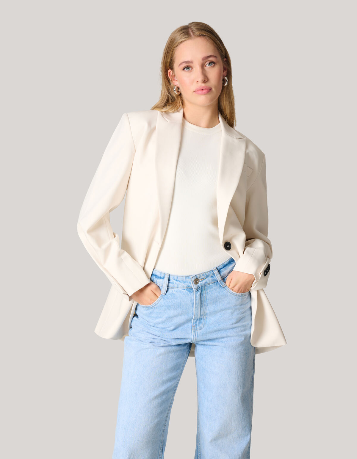Oversized Deconstructed Blazer Gebroken Wit SHOEBY WOMEN