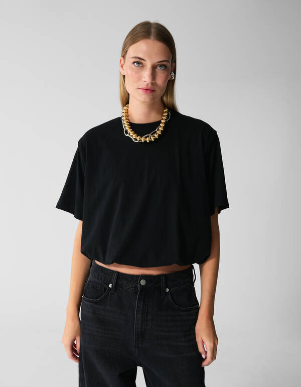 Oversized Balloon T-shirt Zwart SHOEBY WOMEN