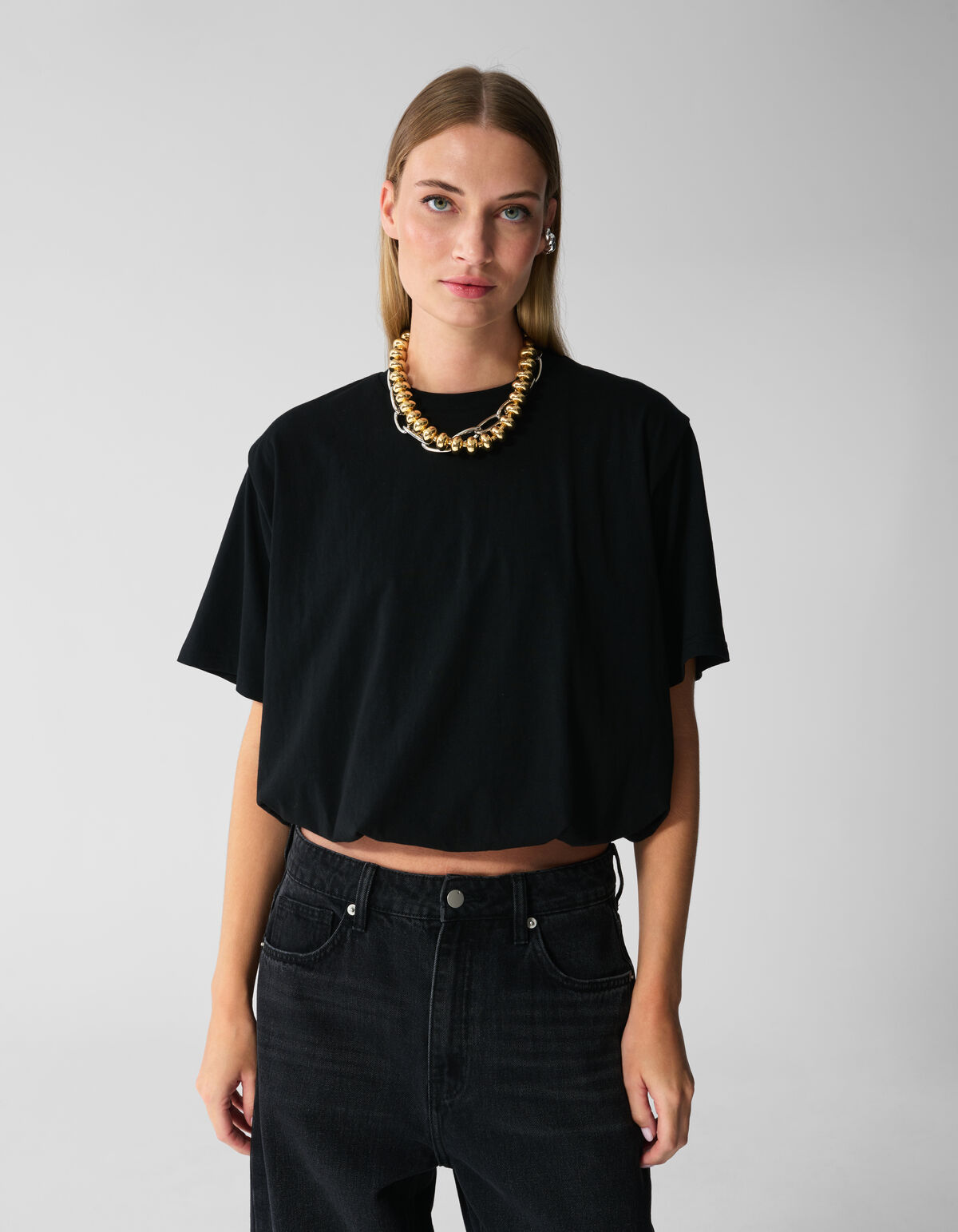 Oversized Balloon T-shirt Zwart SHOEBY WOMEN