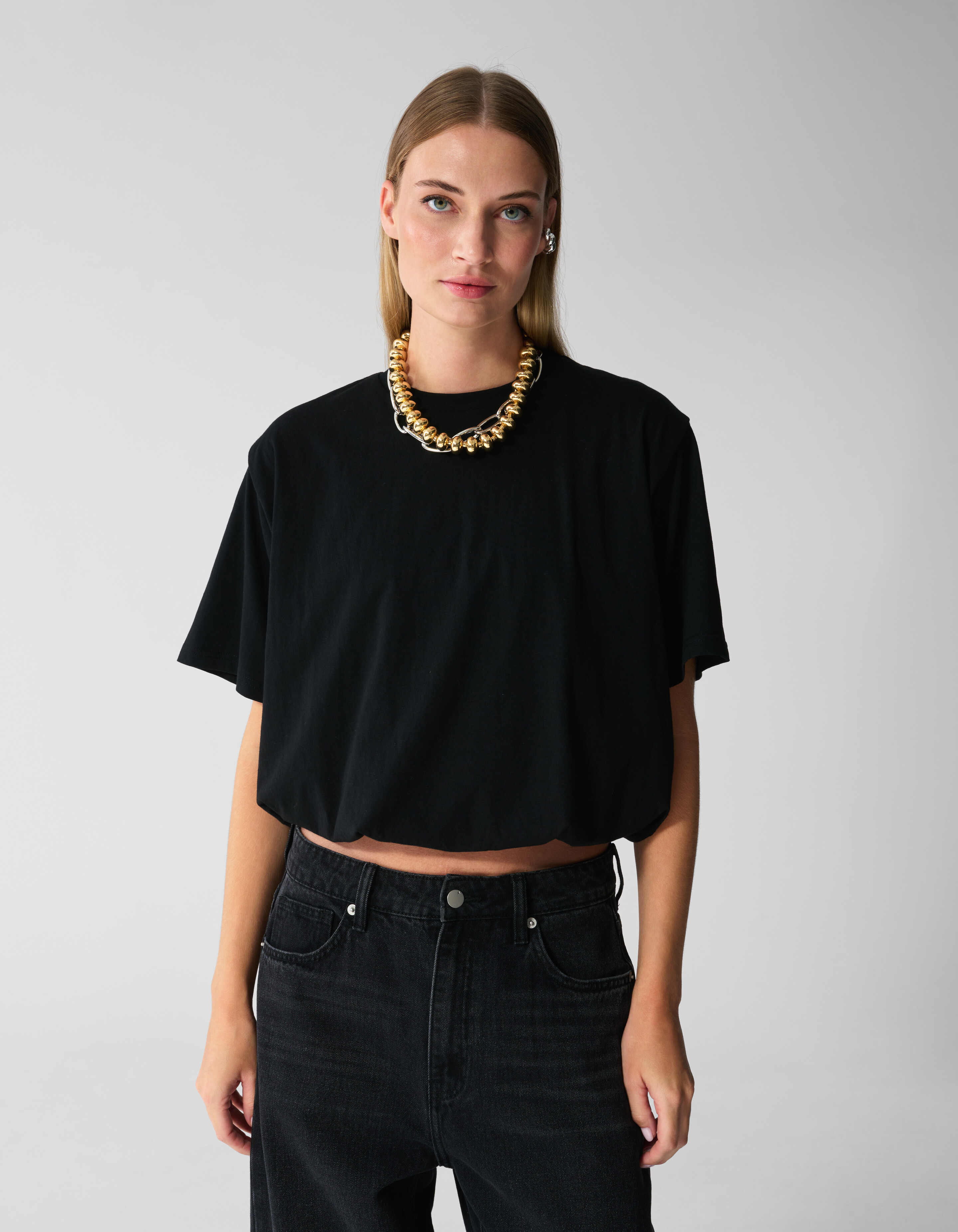 Oversized Balloon T-shirt Zwart SHOEBY WOMEN