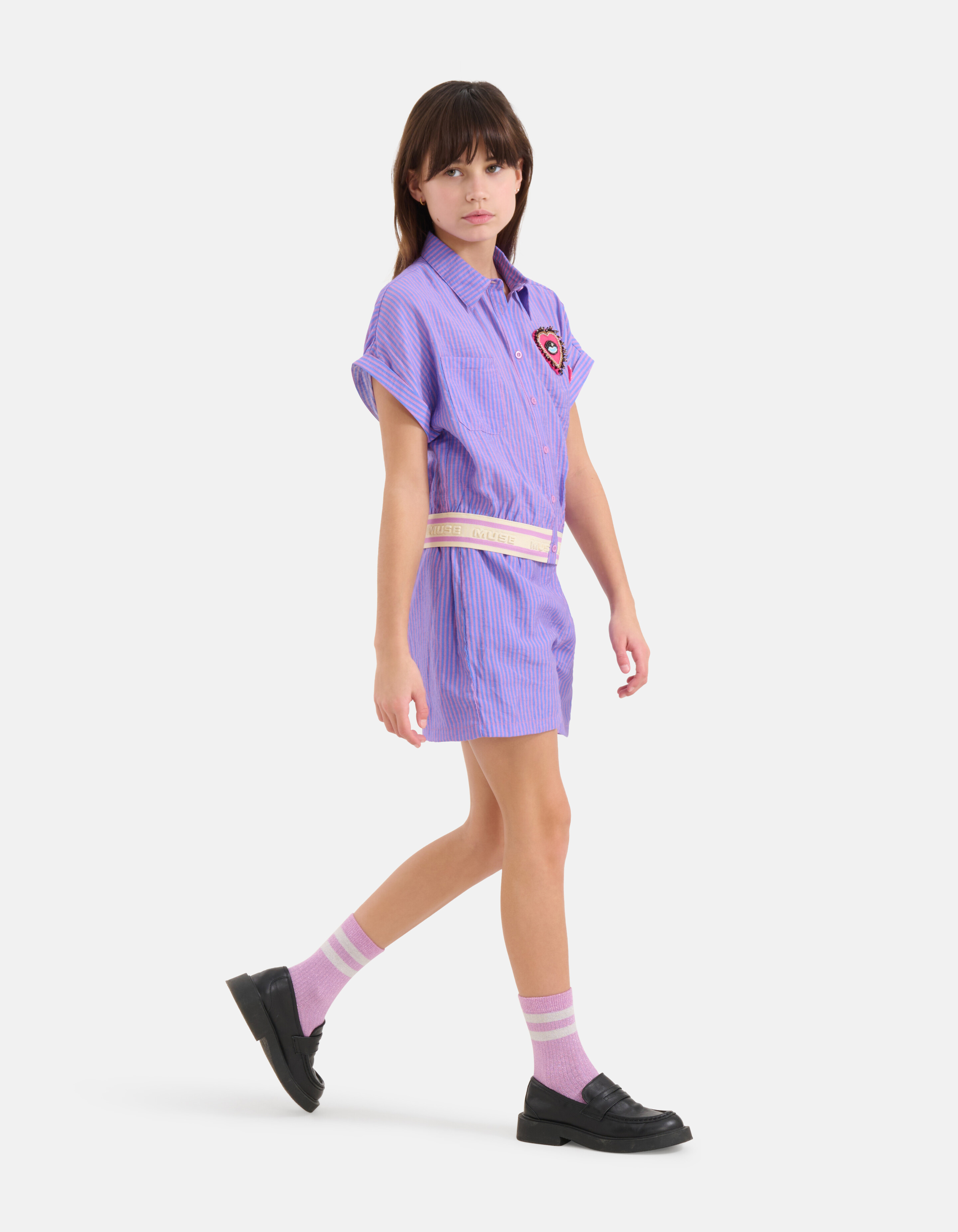 Poplin Pinstripe Short Paars SHOEBY GIRLS