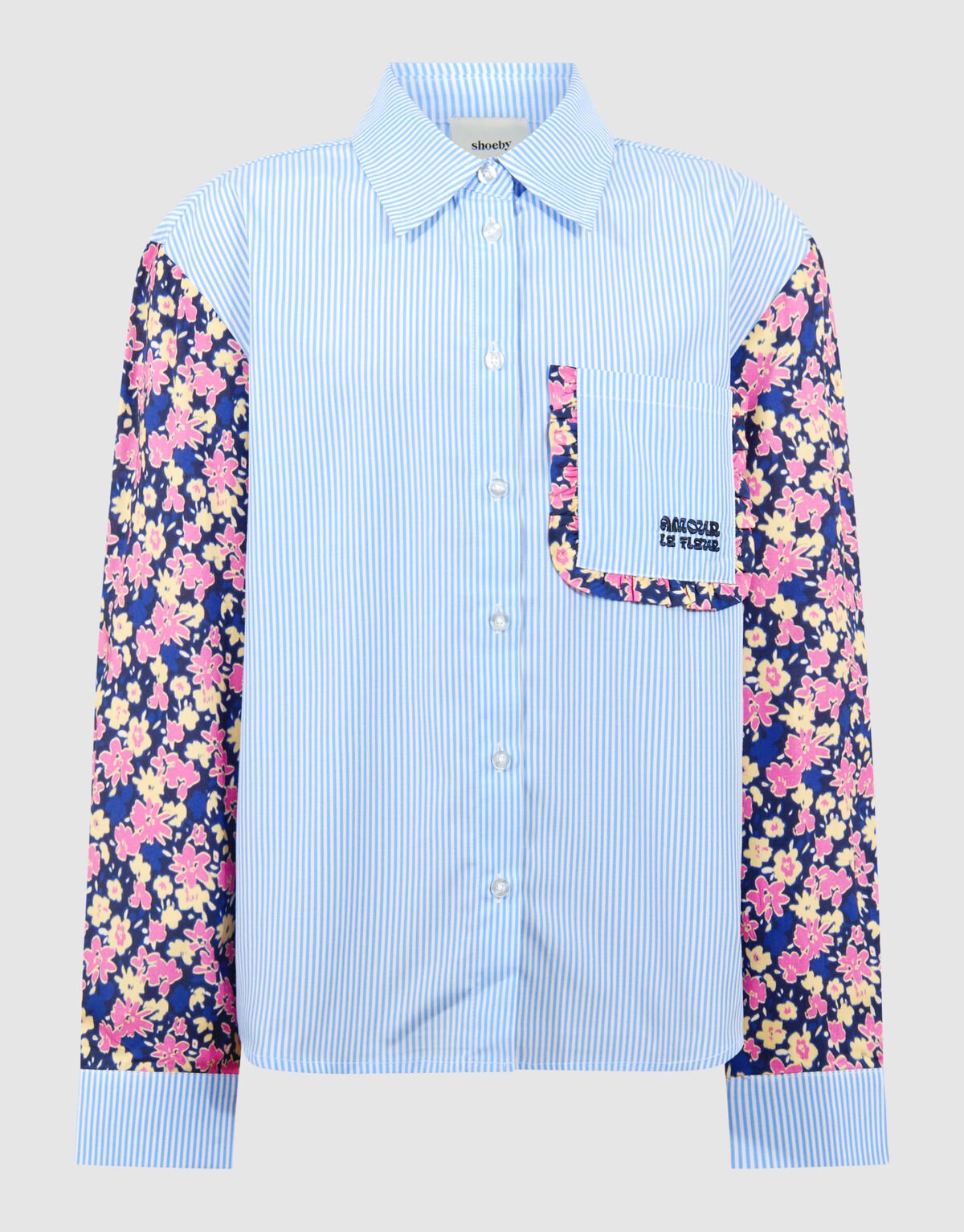Flower Pinstripe Blouse Lichtblauw SHOEBY GIRLS