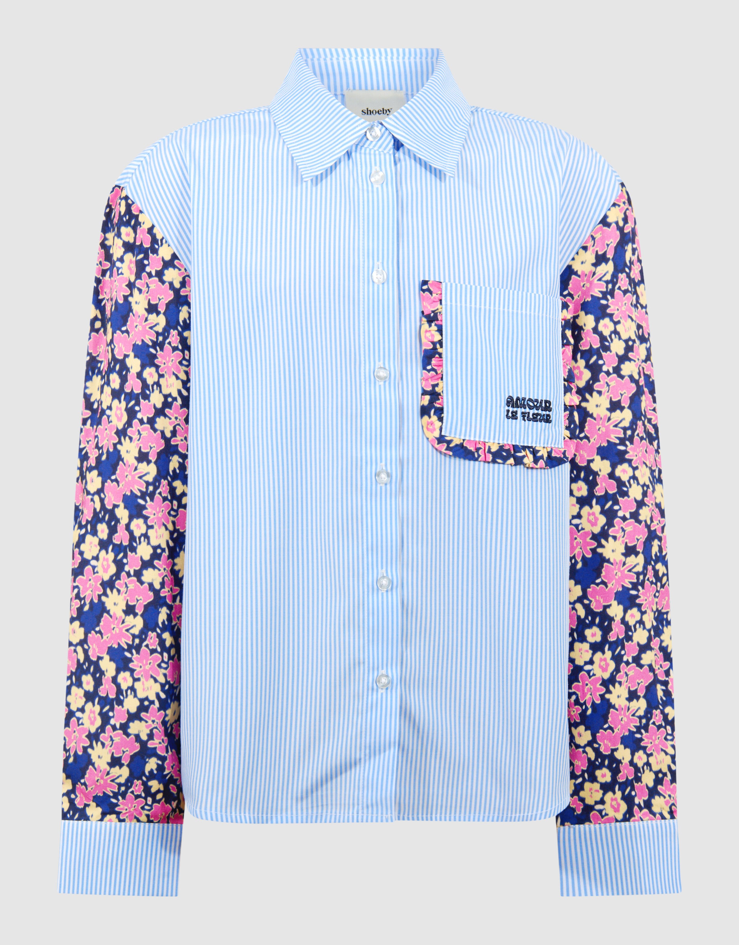 Flower Pinstripe Blouse Lichtblauw SHOEBY GIRLS