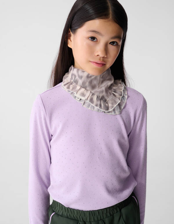 Strass Rib Longsleeve Top Lichtpaars SHOEBY GIRLS