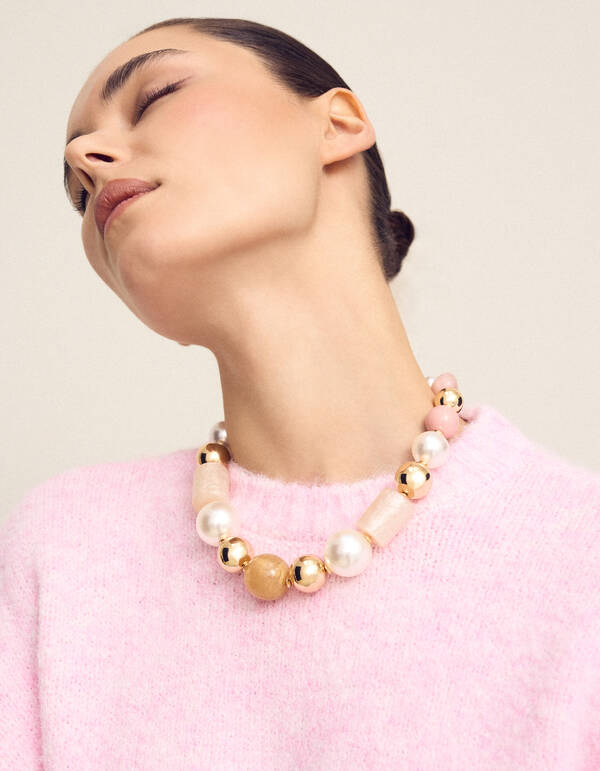 Mix Colour Stone Ketting Goud SHOEBY ACCESSOIRES