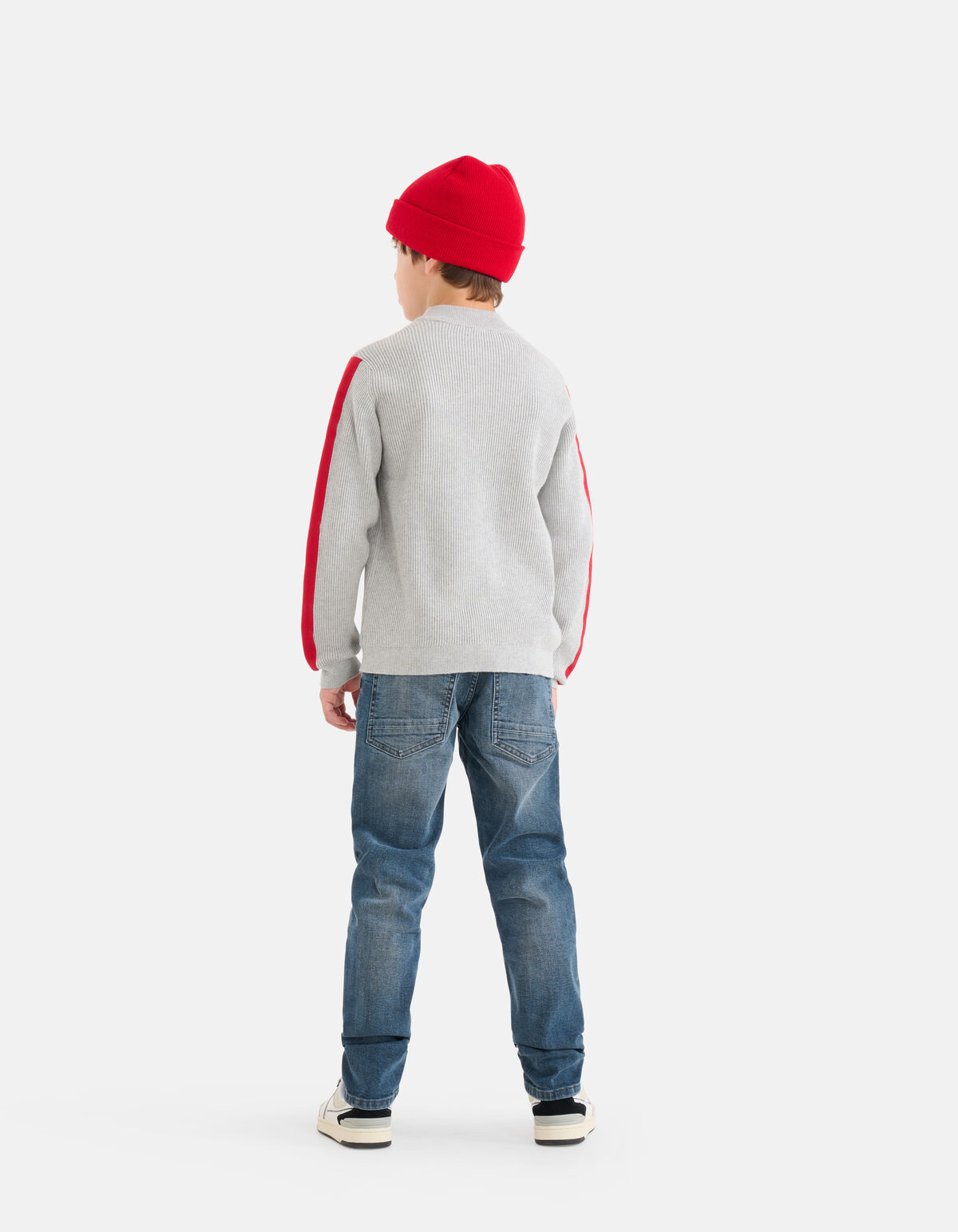 Gebreide Tape Trui Lichtgrijs SHOEBY BOYS