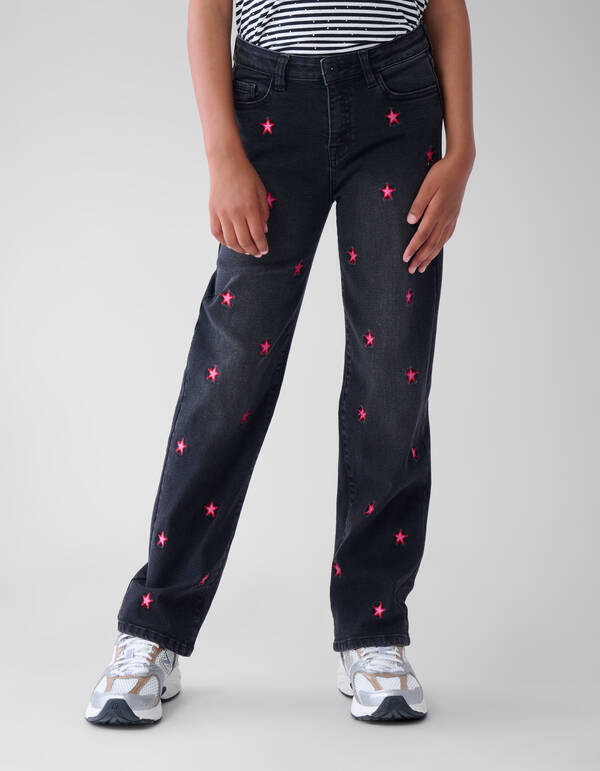 Straight Fit Heart Jeans Donkergrijs SHOEBY GIRLS