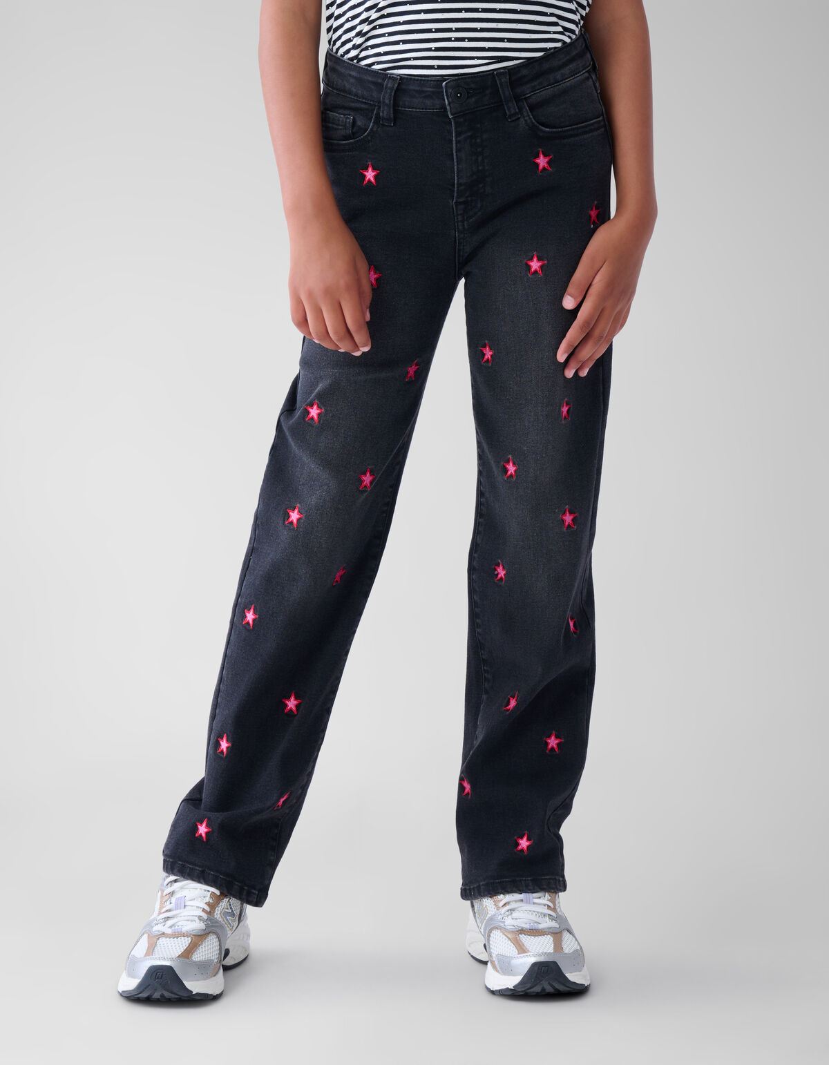 Straight Fit Heart Jeans Donkergrijs SHOEBY GIRLS