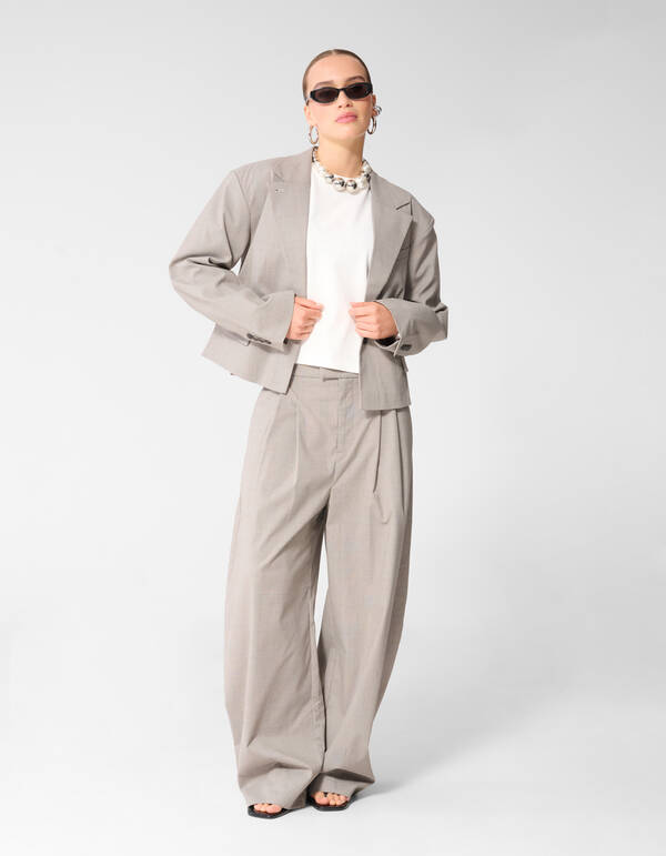 Ruiten Cropped Blazer Lichtgrijs SHOEBY WOMEN