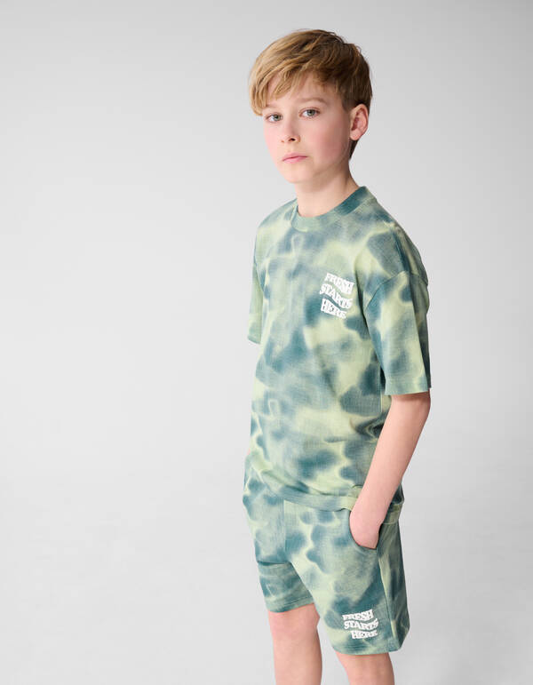Printed Relaxed T-shirt Groen SHOEBY BOYS