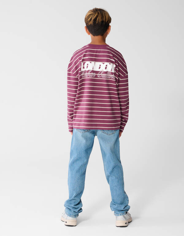 Striped Longsleeve T-shirt Donkerrood SHOEBY BOYS
