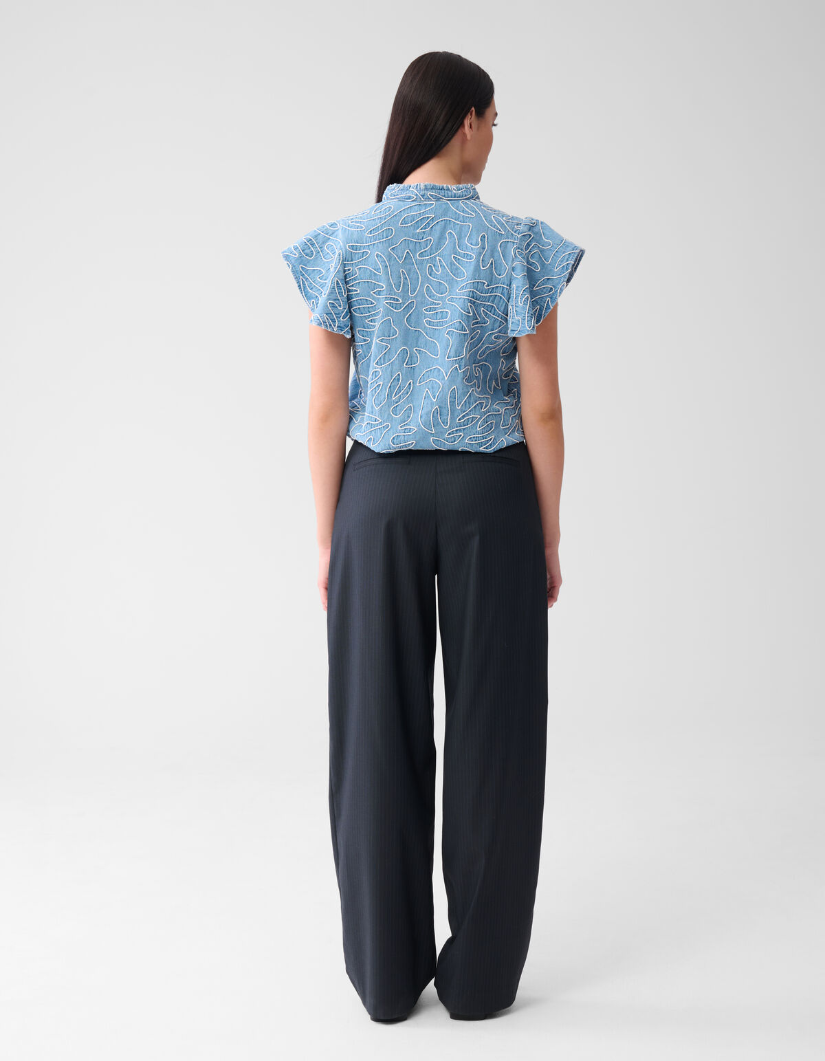 Pinstripe Wide Leg Broek Donkerblauw SHOEBY WOMEN