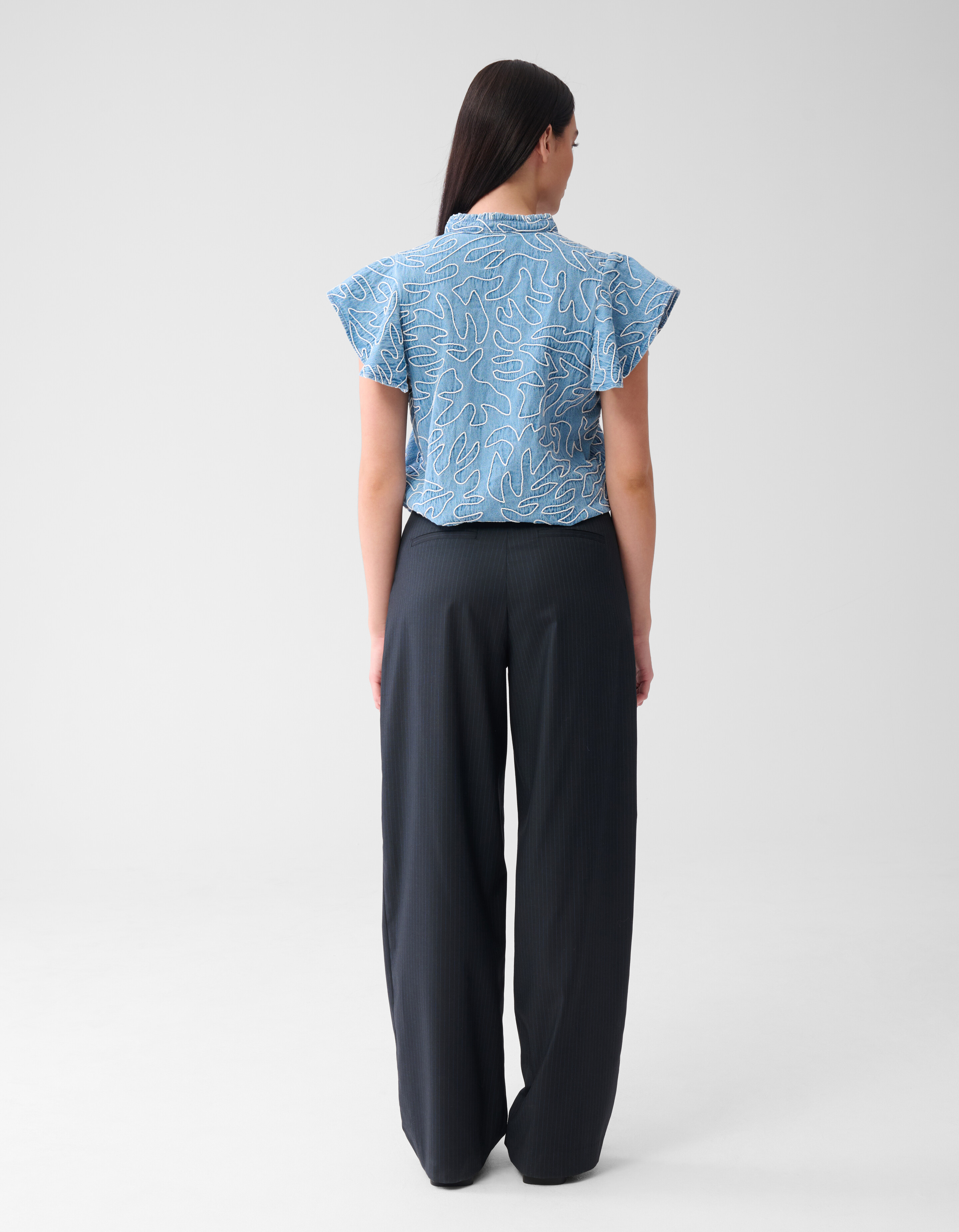 Pinstripe Wide Leg Fit Broek Donkerblauw SHOEBY WOMEN