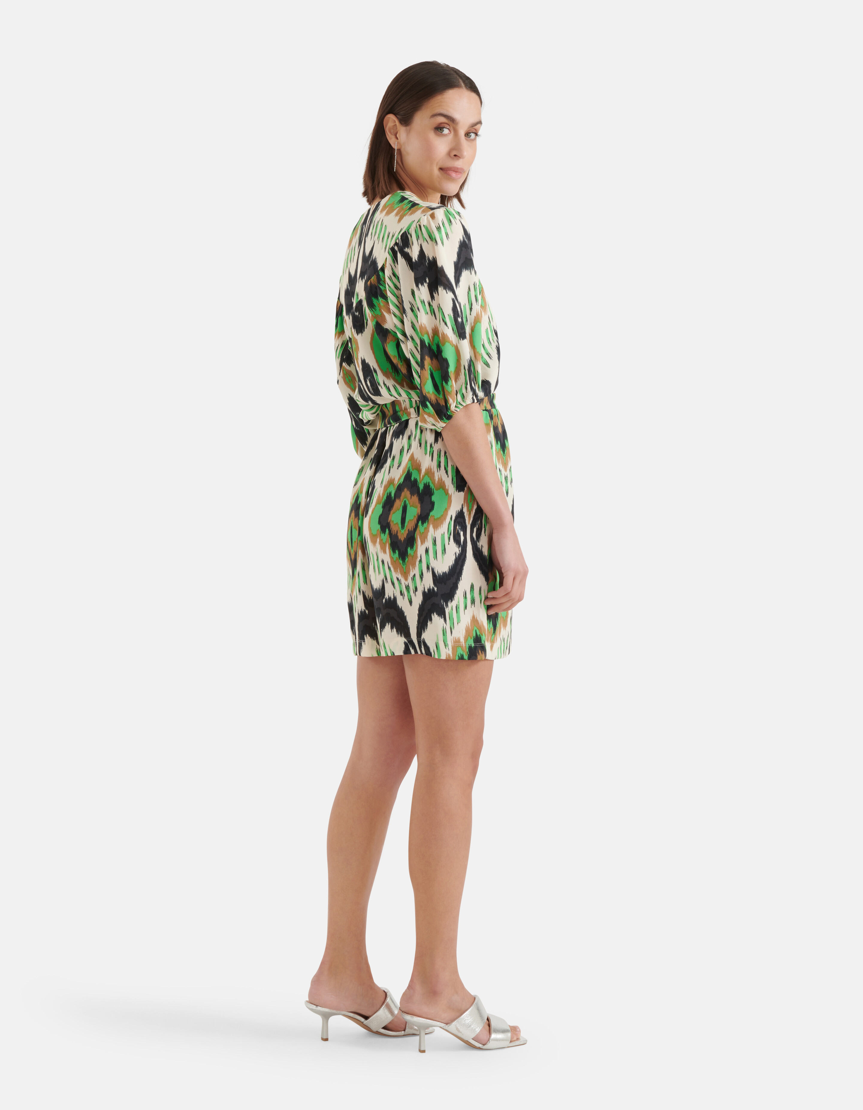 Grafische Print Jurk Groen SHOEBY WOMEN