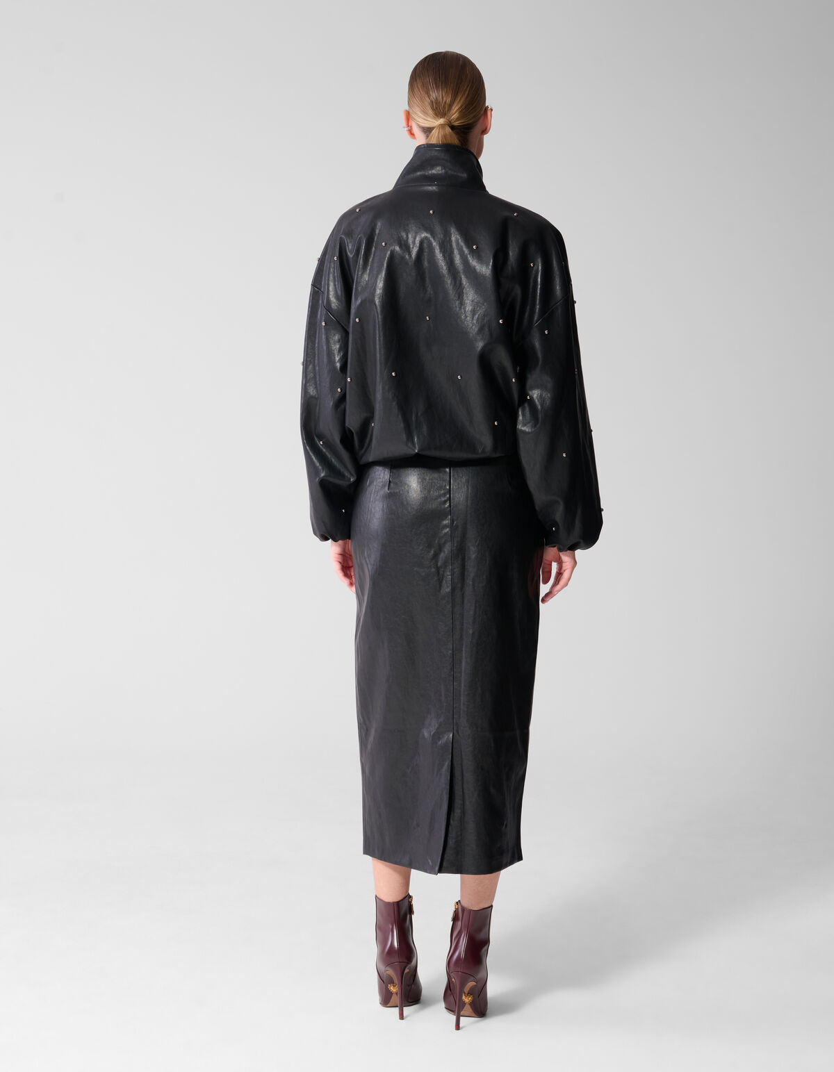 Studded Vegan Leren Bomber Jack Zwart By Mieke SHOEBY WOMEN