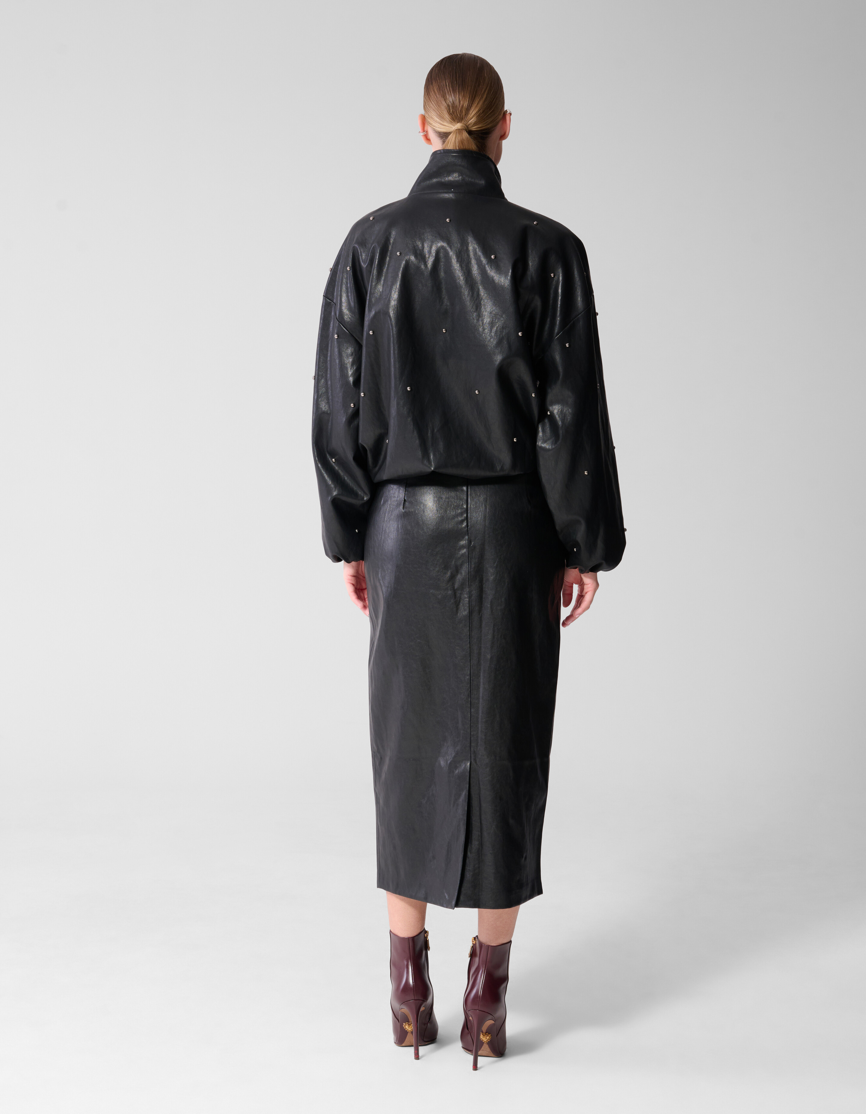 Studded Vegan Leren Bomber Jack Zwart By Mieke SHOEBY WOMEN