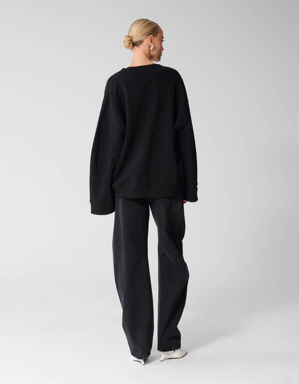 Oversized V-hals Sweater Zwart SHOEBY WOMEN