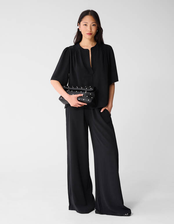 Twist Korte Mouwen Top Zwart SHOEBY WOMEN