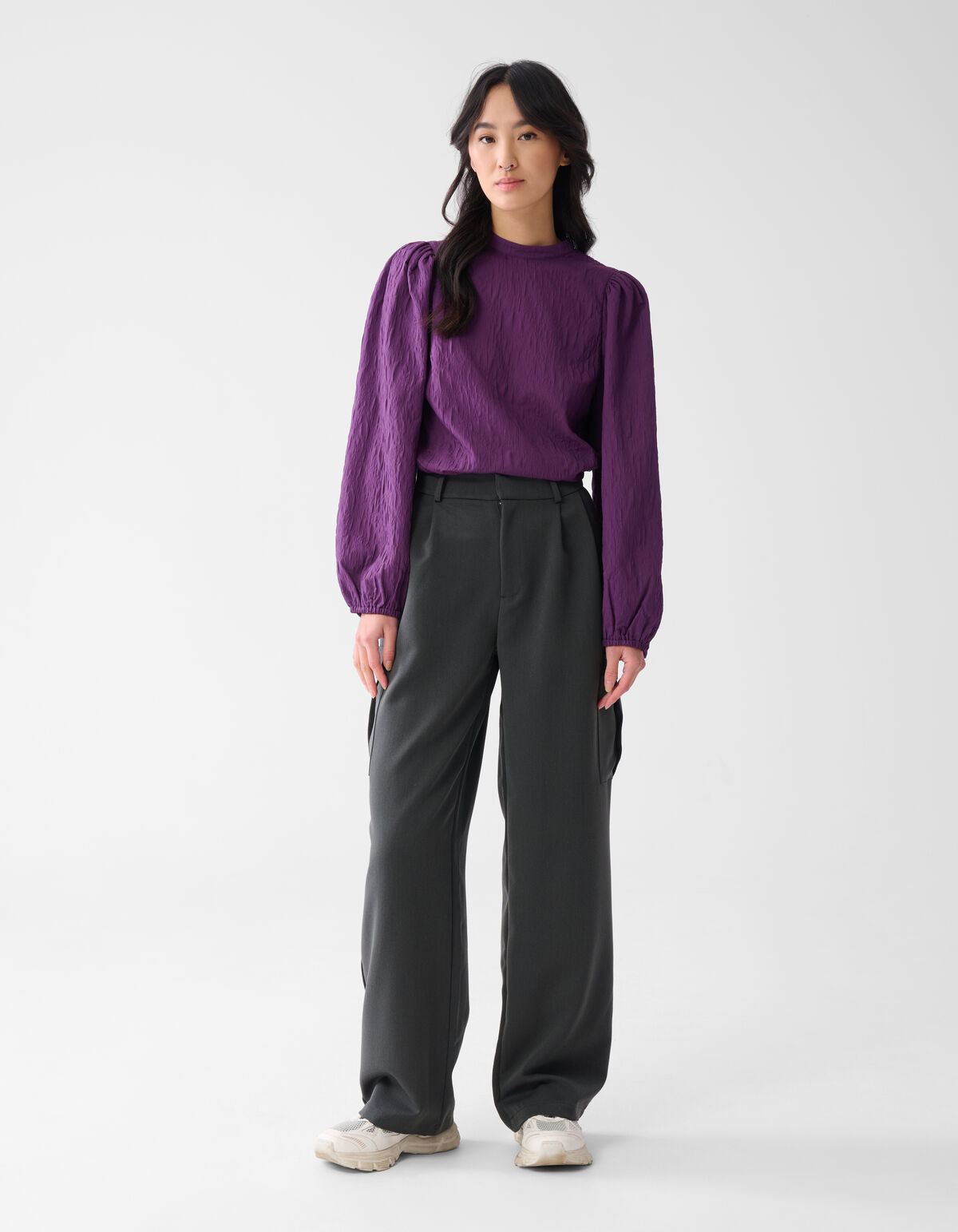 Cargo Wide Leg fit Broek Donkergrijs SHOEBY WOMEN