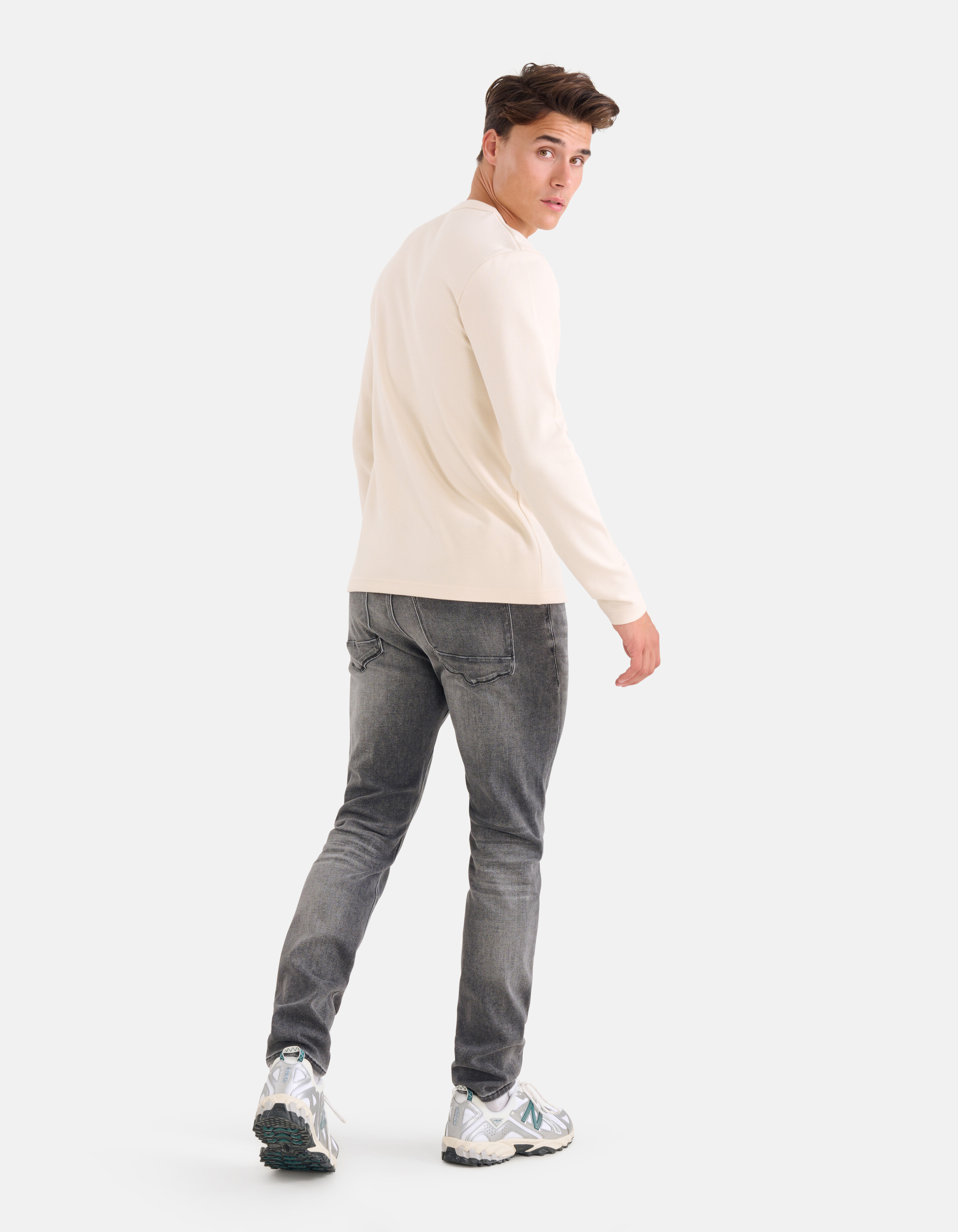 Structuur T-shirt Gebroken Wit SHOEBY MEN