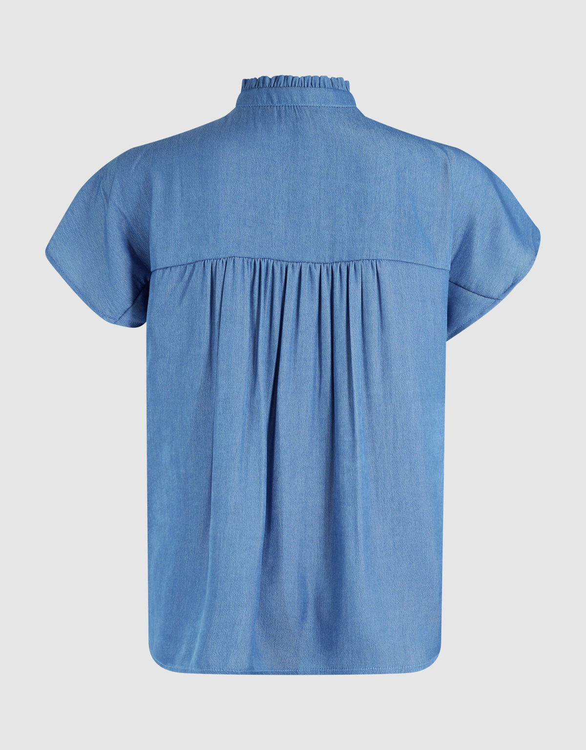 Tencel Ruffle Top Blauw SHOEBY WOMEN