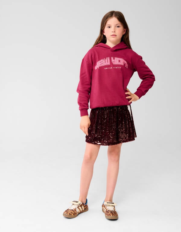 Pailletten Mini Rok Donkerrood SHOEBY GIRLS