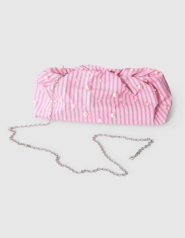 Pinstripe Parel Clutch Lichtroze SHOEBY ACCESSOIRES