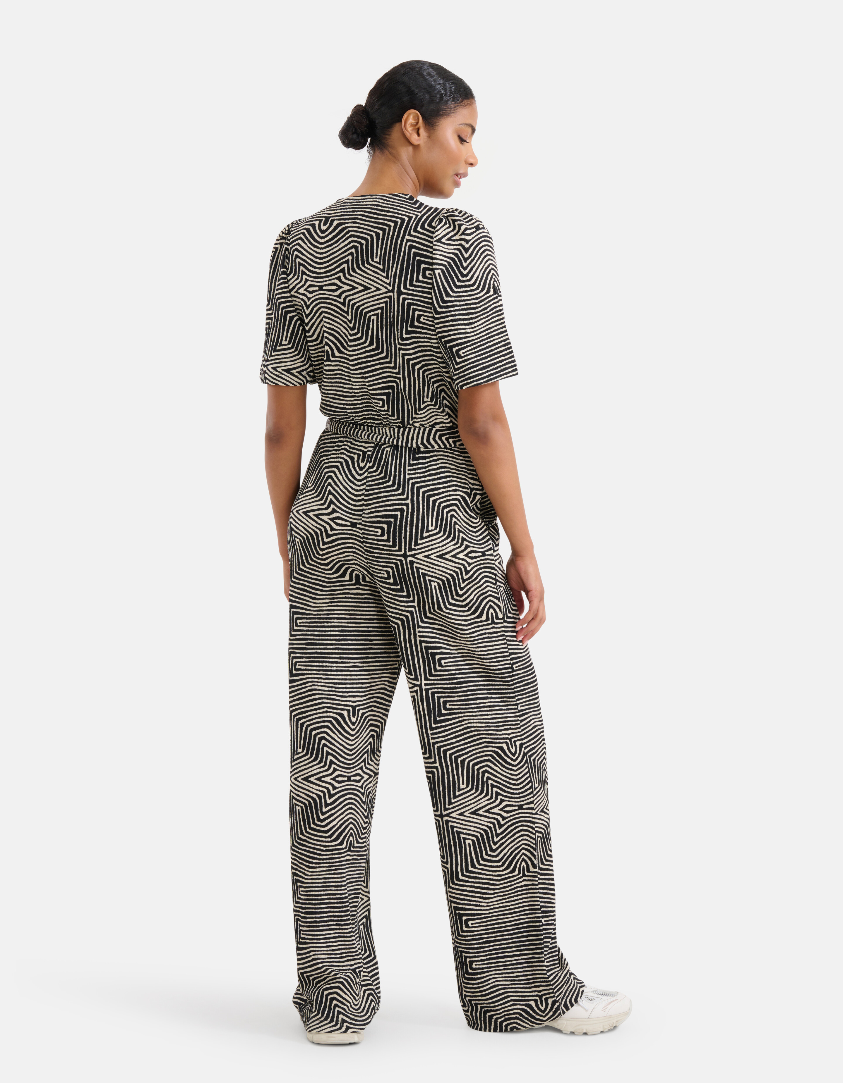 Crinkle Jumpsuit Zwart/Gebroken Wit SHOEBY WOMEN