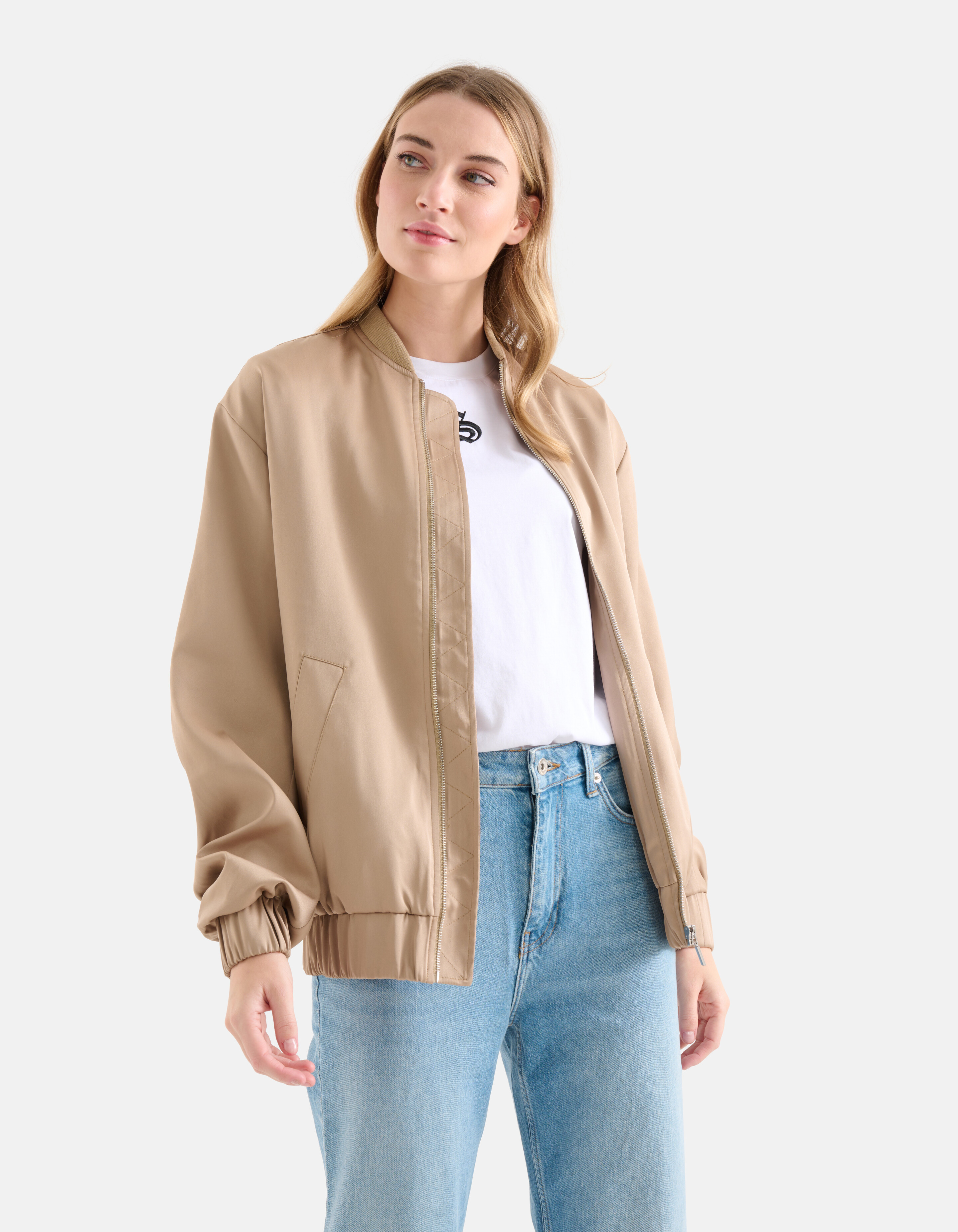 Satijnen Bomberjack Beige SHOEBY WOMEN