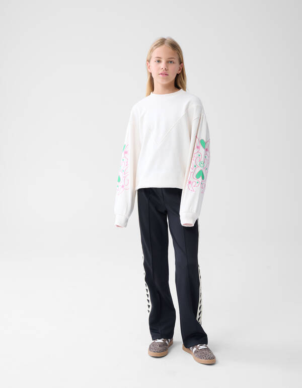 Sporty Tape Wide Leg Broek Zwart SHOEBY GIRLS