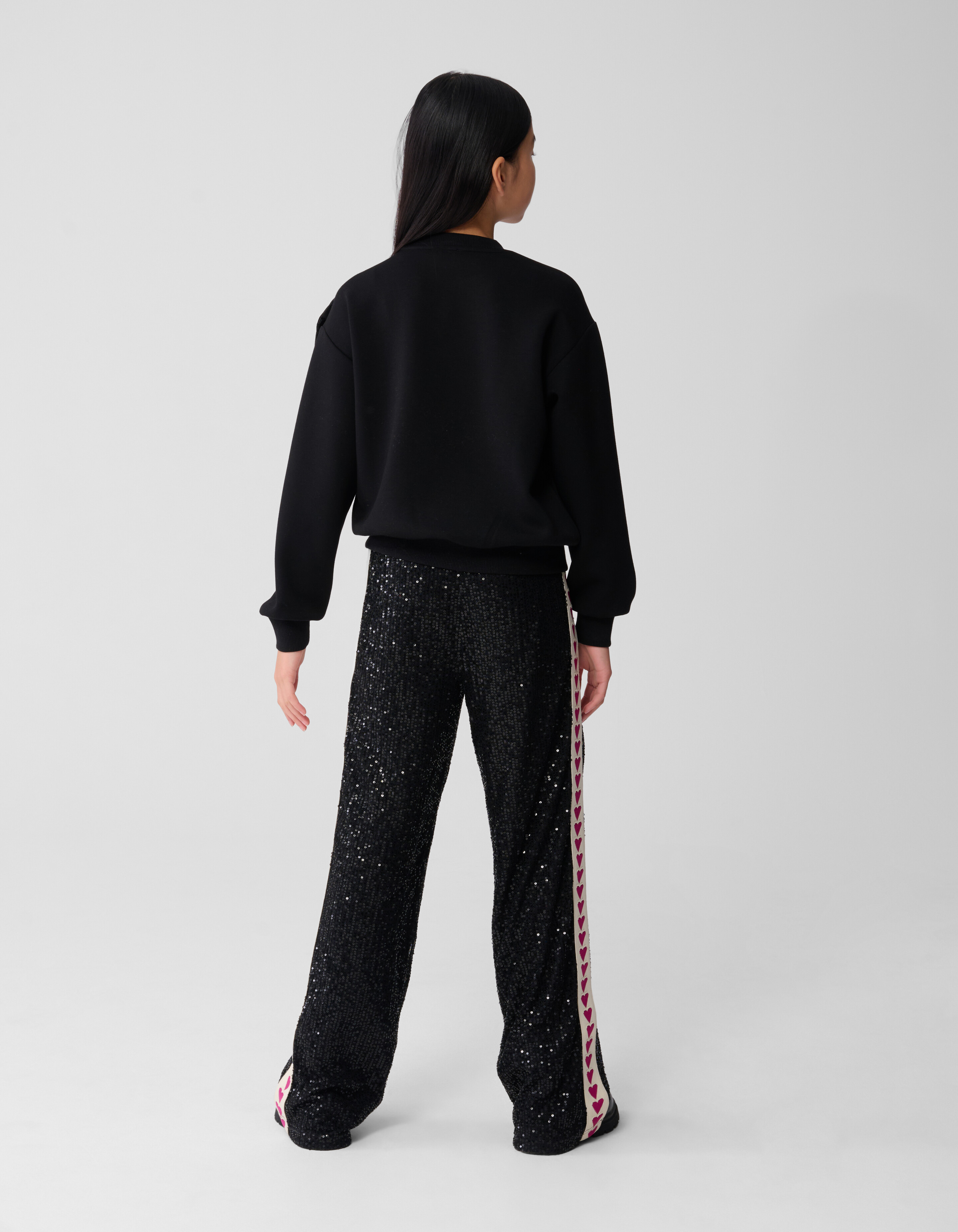 Sequin Tape Wide Leg Broek Zwart SHOEBY GIRLS