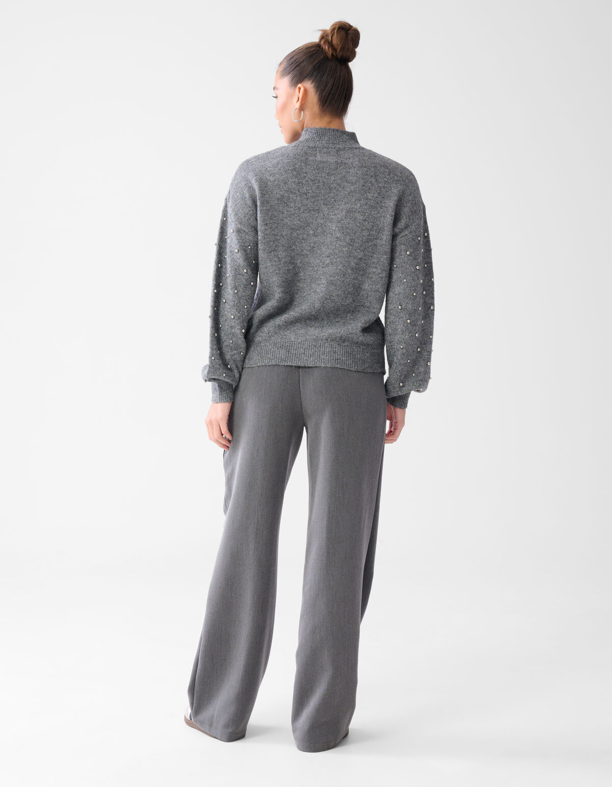 Studded Sleeve Trui Grijs SHOEBY WOMEN