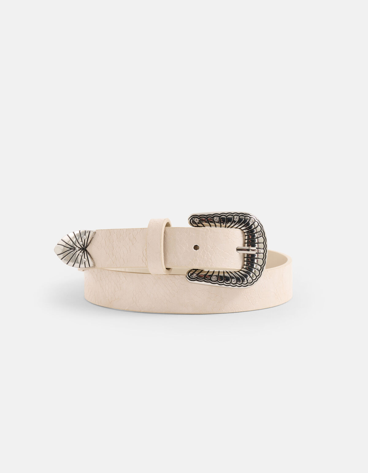 Cowboy Slangen Riem Beige SHOEBY ACCESSOIRES