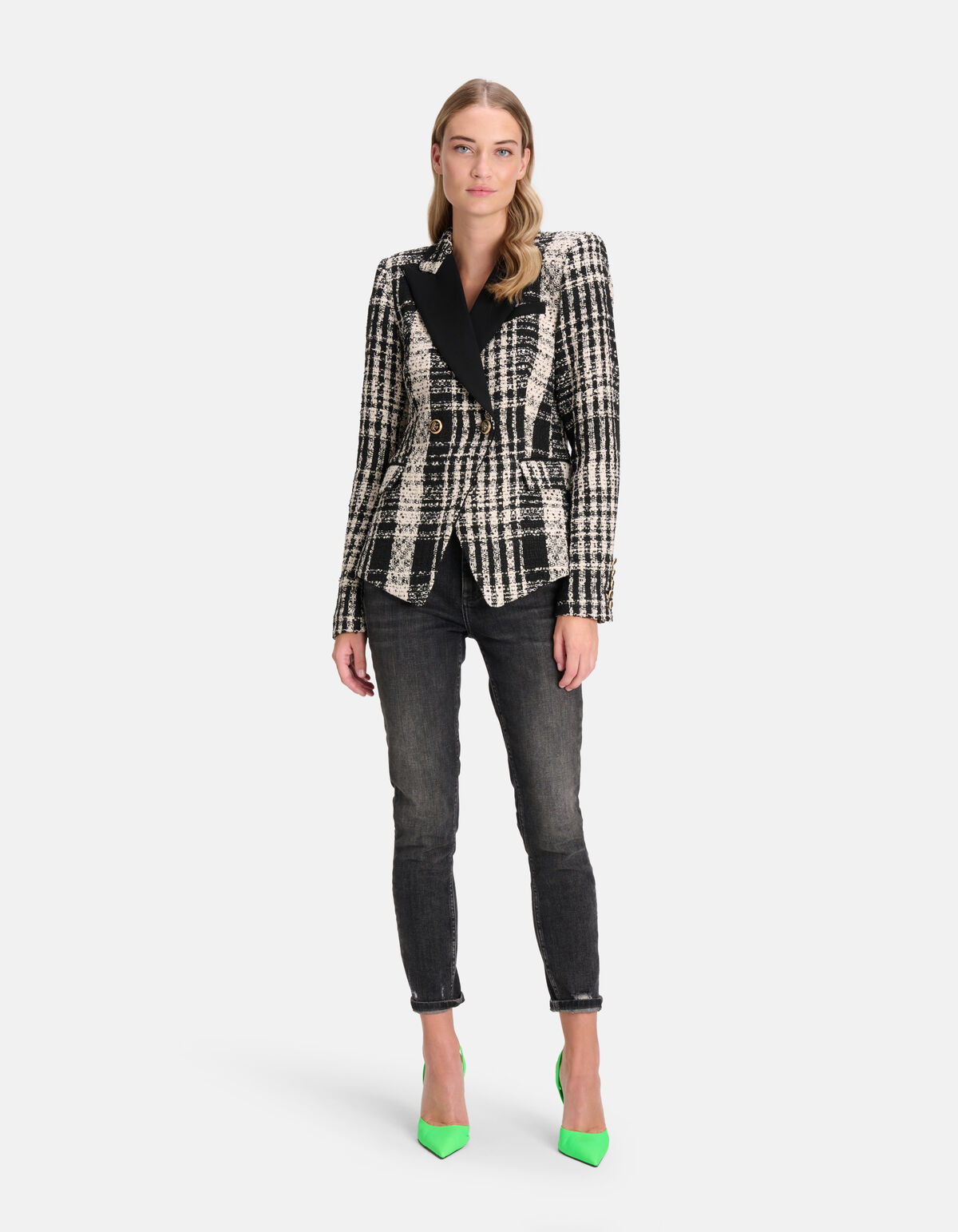 Geruiten Tweed Power Blazer By Fred SHOEBY WOMEN