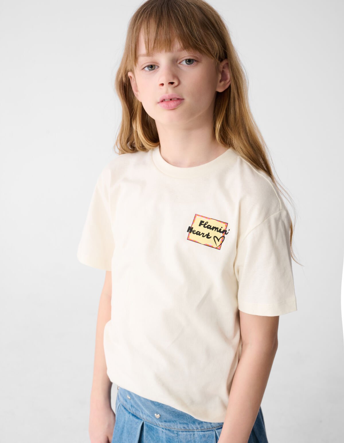 Flame Artwork T-shirt Gebroken Wit SHOEBY GIRLS