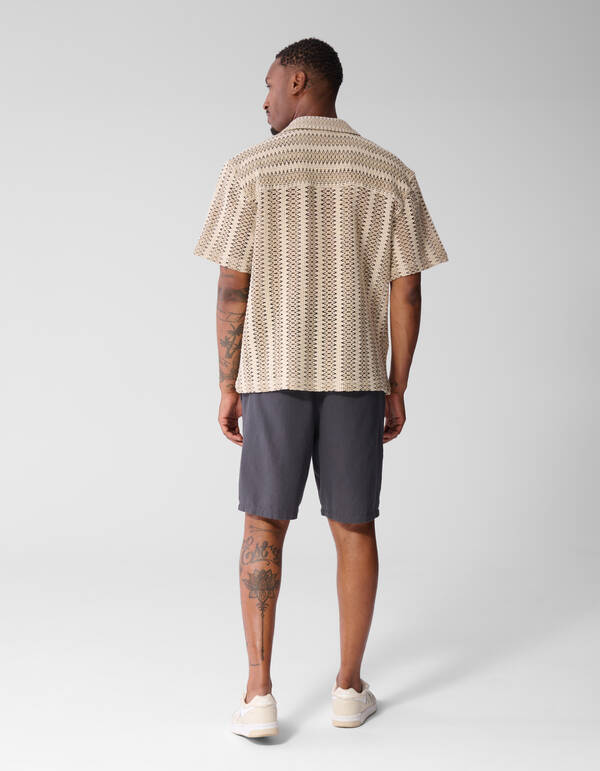 Stripe Crochet Overshirt Zand SHOEBY MEN
