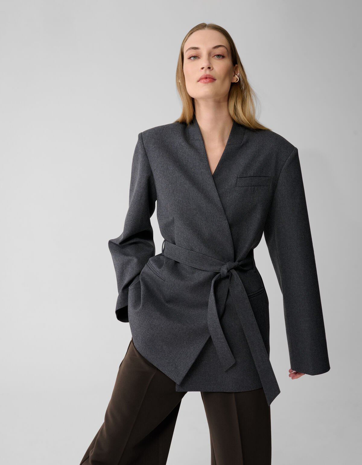 Oversized Wrap Blazer Donkergrijs By Lonneke SHOEBY WOMEN