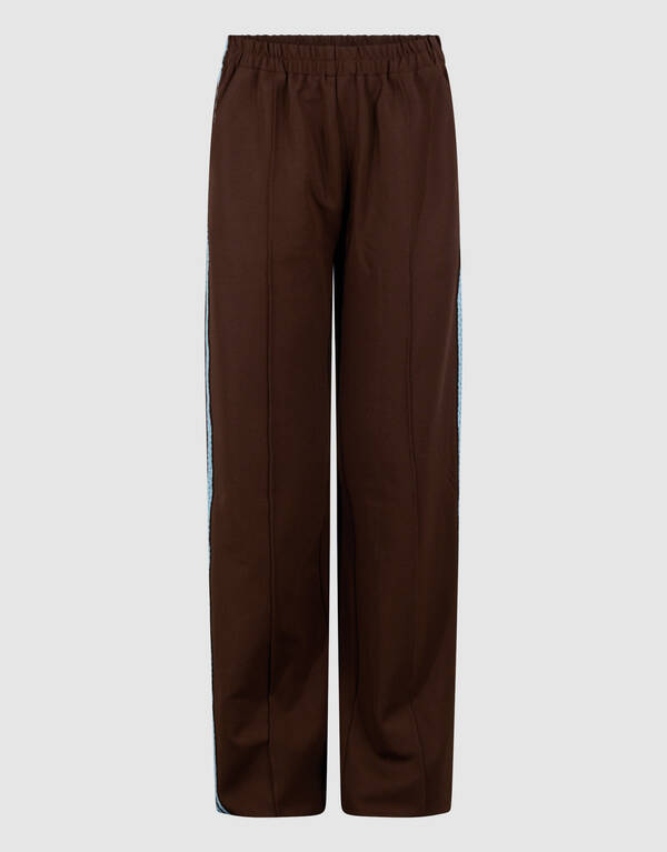 Sporty Wide Leg Broek Bruin SHOEBY GIRLS