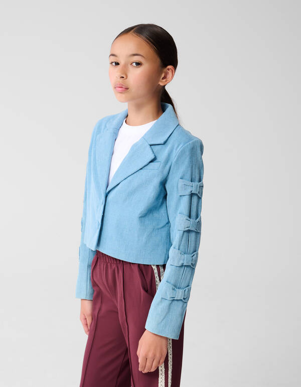 Cropped Strik Blazer Blauw SHOEBY GIRLS